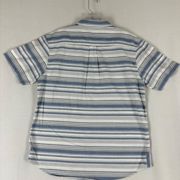 Grizzly Mountain Men's Short Sleeve Woven Shirt L White, Blue and Gray Stripes - Picture 7 of 12